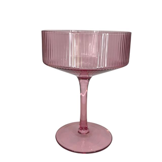 Rental store for Ribbed Mauve Coupe Glass in Calgary AB
