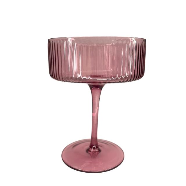 Rental store for Ribbed Raspberry Coupe Glass in Calgary AB