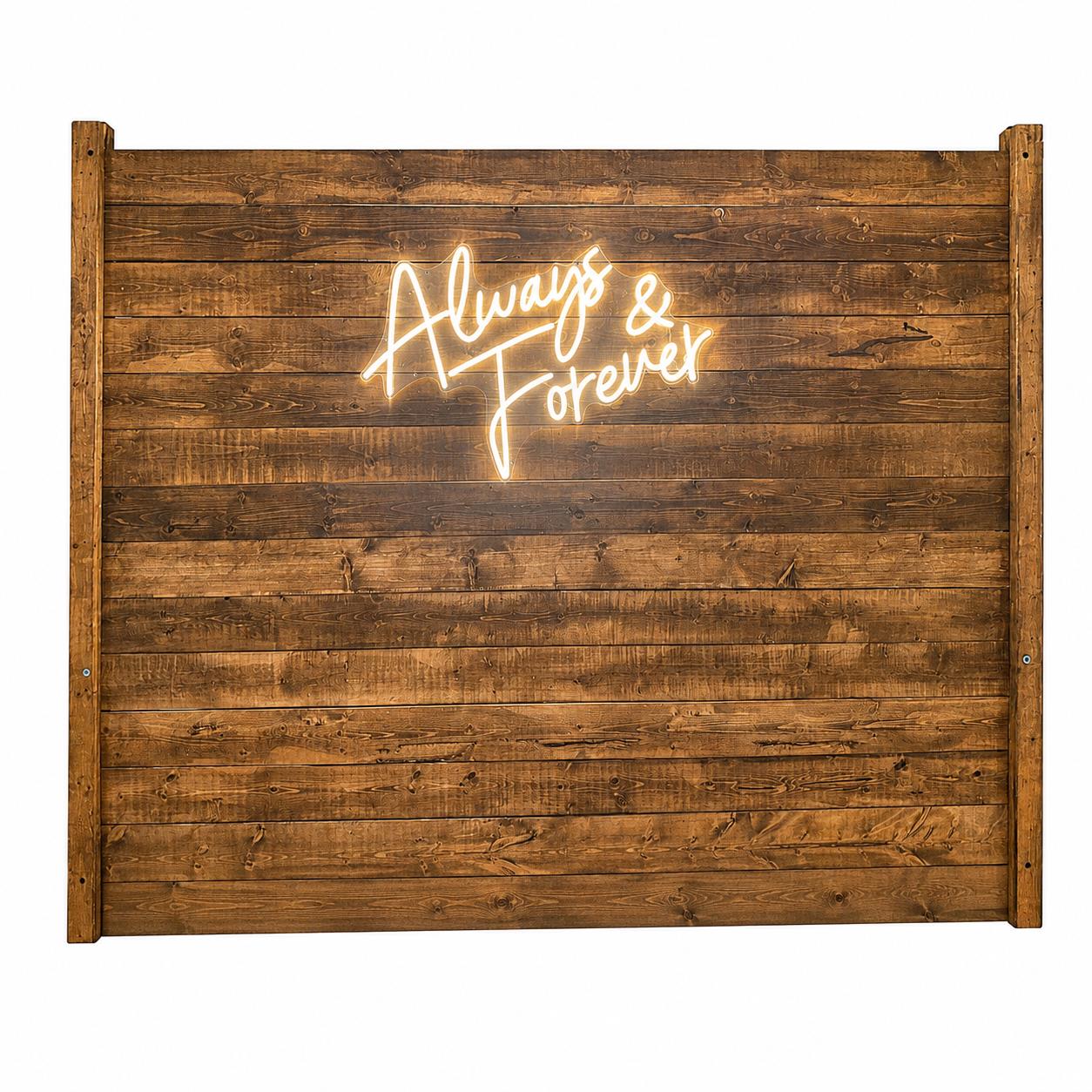 Rental store for Wooden Backdrop W Neon Sign in Calgary AB